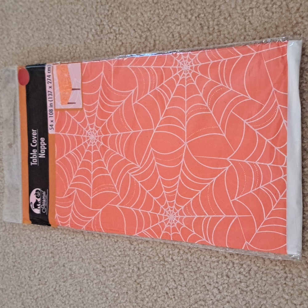 Orange Spiderweb Table Cover 54 X 108